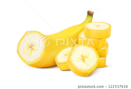 Banana illustration realistic white background 122537616
