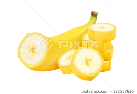 Banana illustration realistic white background Banana illustration realistic white background 122537620