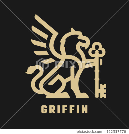 Griffin with key logo on a dark background. 122537776