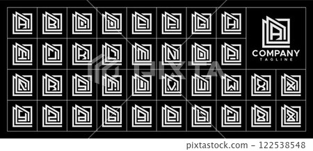 Line property building square letter A-Z logo set 122538548