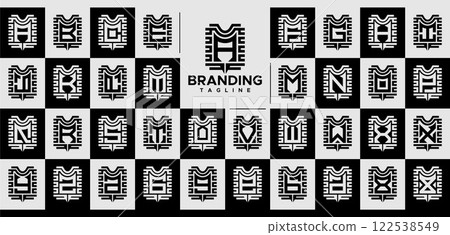 Stripe line abstract initial A-Z letter logo set 122538549