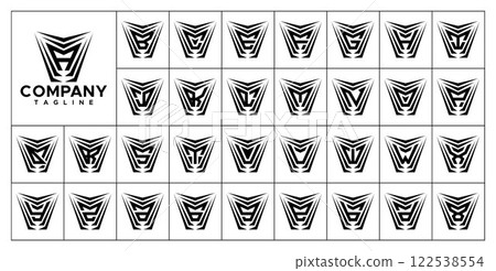 Sharp line abstract monogram letter A-Z logo set 122538554