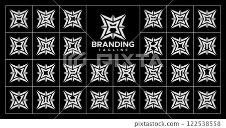 Sharp line spark star letter initial A-Z logo set 122538558