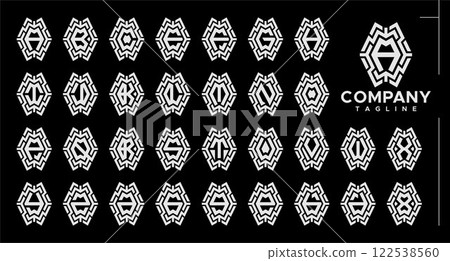 Technology circuit abstract letter A-Z logo set Technology circuit abstract letter A-Z logo set 122538560