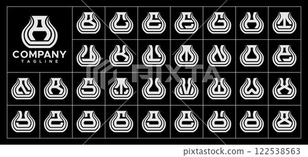 Simple line vase shape letter A-Z initial logo set Simple line vase shape letter A-Z initial logo set 122538563