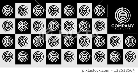 Modern line circle abstract letter A-Z logo set 122538564