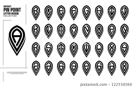 Simple leaf pin point letter A-Z logo bundle 122538569