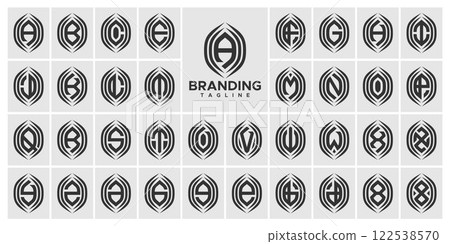 Sharp line nature leaf letter A-Z initial logo set Sharp line nature leaf letter A-Z initial logo set 122538570