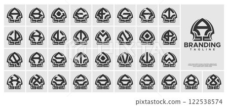Luxury line abstract letter A-Z monogram logo set 122538574