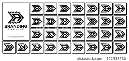 Technology line arrow monogram letter A-Z logo set Technology line arrow monogram letter A-Z logo set 122538580