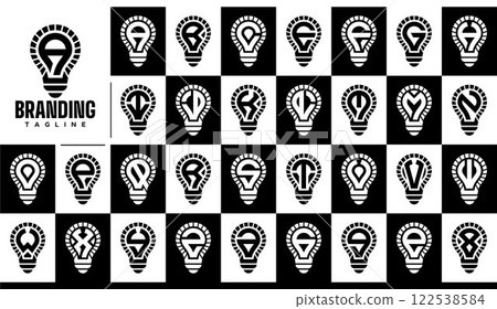Simple bulb lamp initial letter A-Z logo set 122538584