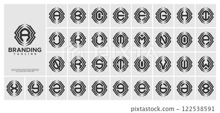 Elegance sharp line abstract letter A-Z logo set 122538591
