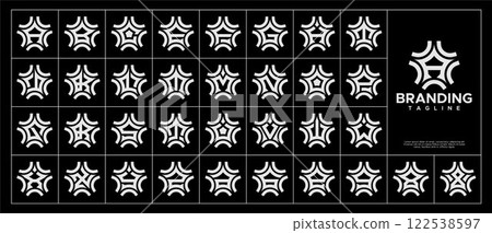 Line sparkle star initial letter A-Z logo set 122538597
