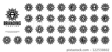 Elegance sun light initial A-Z letter logo set 122538602