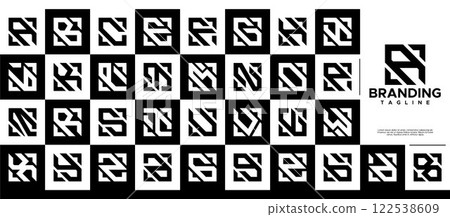 Simple line square letter A-Z initial logo set Simple line square letter A-Z initial logo set 122538609