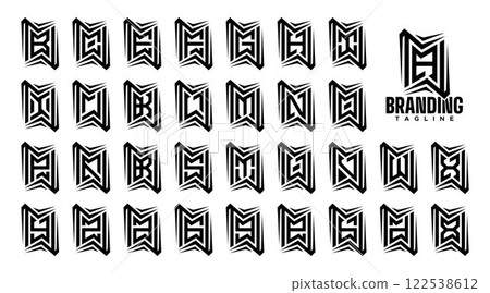 Sharp line abstract letter A-Z logo bundle 122538612