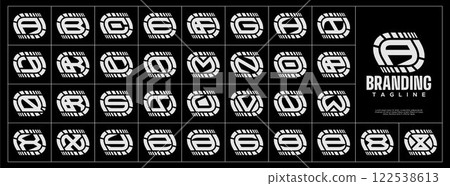 Stripe speed line abstract letter A-Z logo set 122538613
