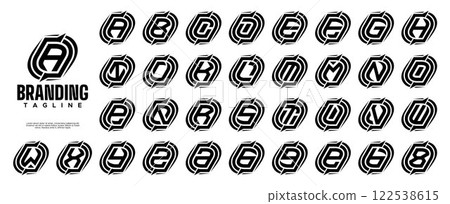 Modern line abstract initial A-Z letter logo set 122538615