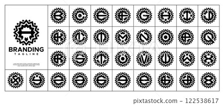 Luxury sun shine initial letter A-Z logo set 122538617