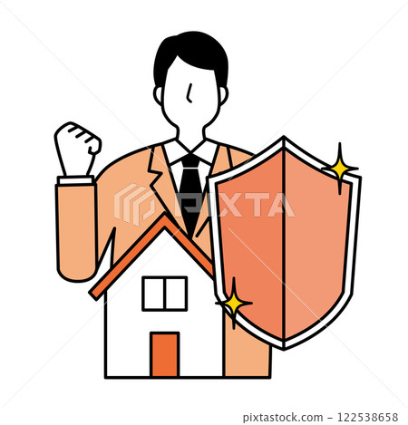 Home insurance and man illustration 122538658