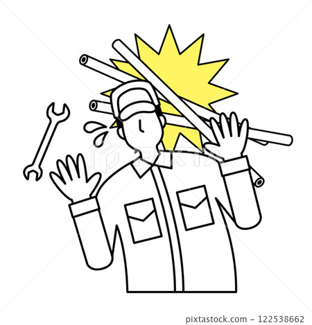 Illustration of a work accident involving falling objects and workers Illustration of a work accident involving falling objects and workers 122538662