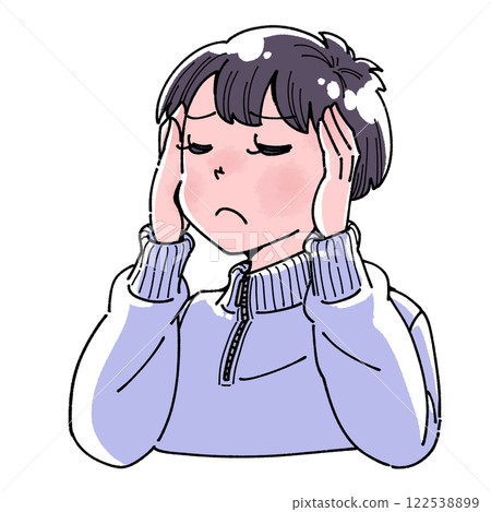 Illustration of a boy covering his ears 122538899