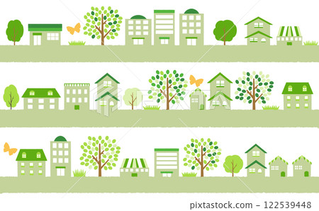 Green city Green residential area City illustration material Horizontal line Green city Green residential area City illustration material Horizontal line 122539448
