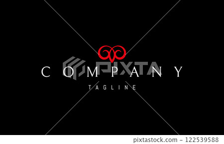 Vector red logo with an abstract image of a rams head. Vector red logo with an abstract image of a rams head. 122539588
