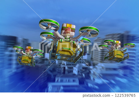 Drone delivery image (formation flight) Drone delivery image (formation flight) 122539765