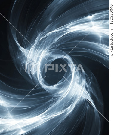 Captivating swirl of luminous light creating an ethereal vortex effect in dark background 122539846