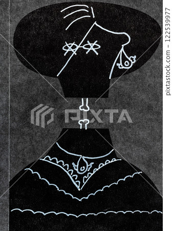 hand-drawn decorated black female mannequin hand-drawn decorated black female mannequin 122539977