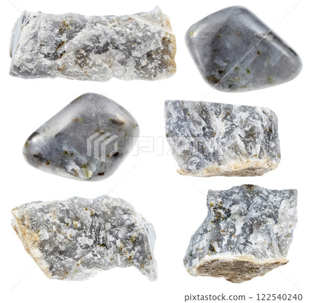 various samples of raw melilite minerals isolated 122540240