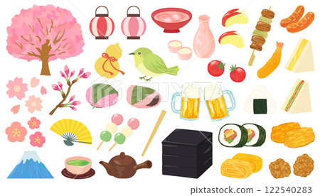 櫻花觀賞插畫集向量素材 122540283