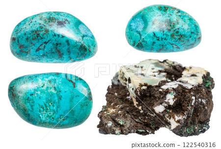 samples of raw chrysocolla minerals isolated 122540316