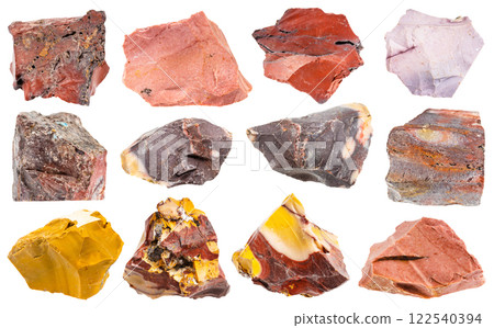 various samples of raw mookaite minerals isolated 122540394