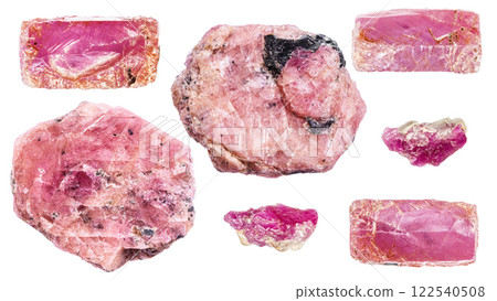 various samples of raw ruby minerals isolated various samples of raw ruby minerals isolated 122540508