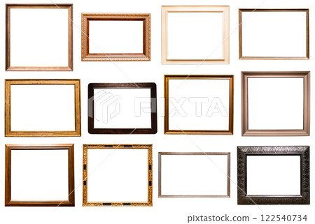 set of horizontal wooden painting frames isolated 122540734