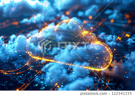 Cloud computing symbol technology abstract data network digital connection storage Cloud computing symbol technology abstract data network digital connection storage 122541155