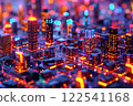 Digital city skyline technology network infrastructure abstract urban landscape futuristic 122541168