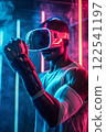 Virtual reality headset technology gamer gaming digital metaverse futuristic innovation experience 122541197