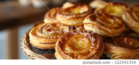 Freshly baked pastries golden brown delicious dessert breakfast sweet treat cafe bakery food 122541359