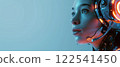 Cyborg woman portrait futuristic tech interface concept digital beauty ai headshot 122541450
