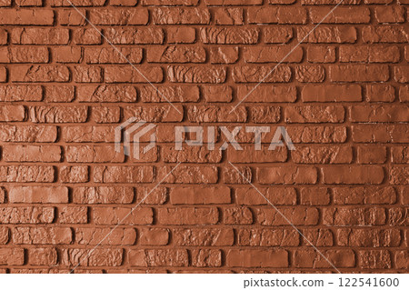 Orange colored brick wall texture, architecture building, masonry of stone blocks background 122541600