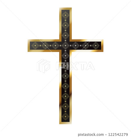 Golden black christian cross with beautiful pattern Golden black christian cross with beautiful pattern 122542279