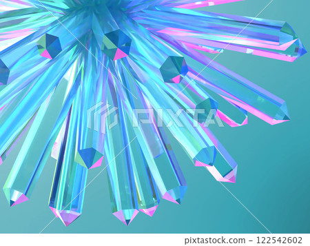 3D illustration of a radiating crystal flower 3D illustration of a radiating crystal flower 122542602
