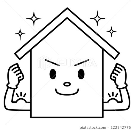 堅固的房屋人物的線條畫 122542776