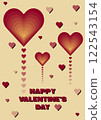 Valentine's Day poster, flyer or banner design with hearts on yellow background 122543154