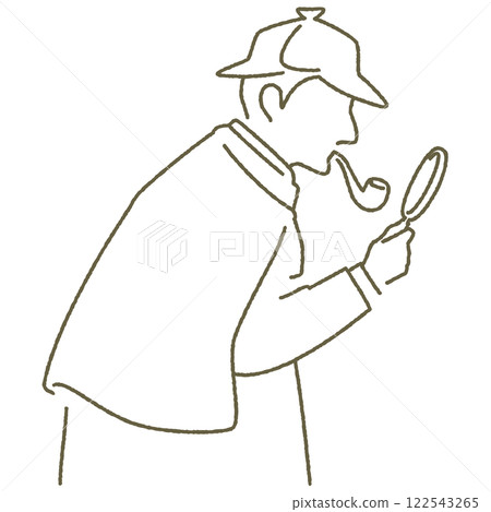 簡單的偵探風格線條插畫 簡單的偵探風格線條插畫 122543265