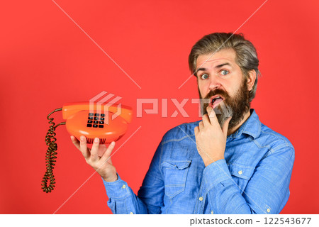 Cold Calling Scripts. Outdated technology. Manager phone dialog communication. Answering machine. Bearded man phone conversation. Call me. Successful negotiations. Retro phone. Sales script Cold Calling Scripts. Outdated technology. Manager phone dialog communication. Answering machine. Bearded man phone conversation. Call me. Successful negotiations. Retro phone. Sales script 122543677
