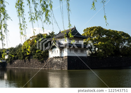 Imperial Palace with sorrounding lake and green branches. Tokyo, Japan. Imperial Palace with sorrounding lake and green branches. Tokyo, Japan. 122543751